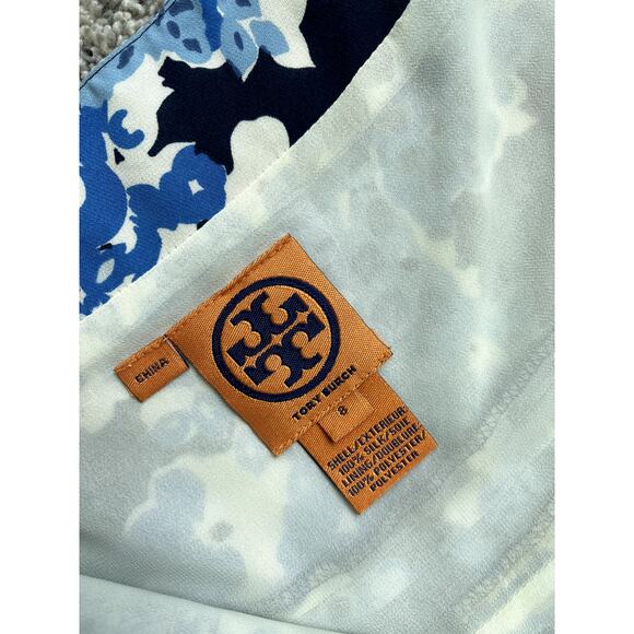 Tory Burch Blue Floral Silk Halter Neck Midi Dress - Picture 7 of 9